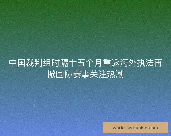 中国裁判组时隔十五个月重返海外执法再掀国际赛事关注热潮